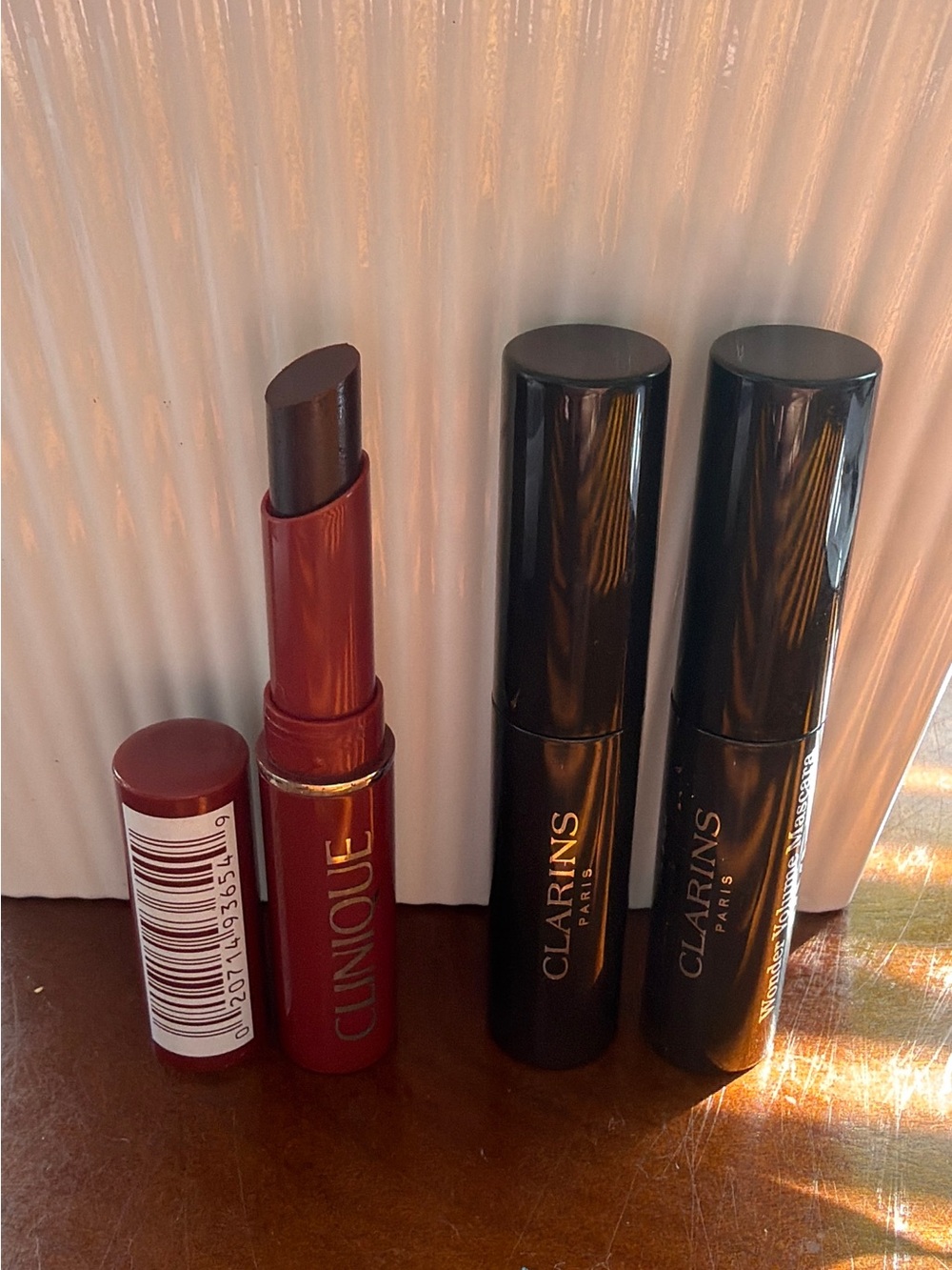 Bundle 1 ,Clinique Deep Berry Lipstick with 2 Black Clarins MascarasDuo Waterpro